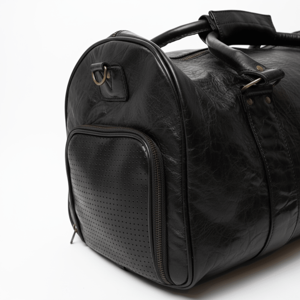 1910 LEATHER GYM DUFFEL BAG - Black