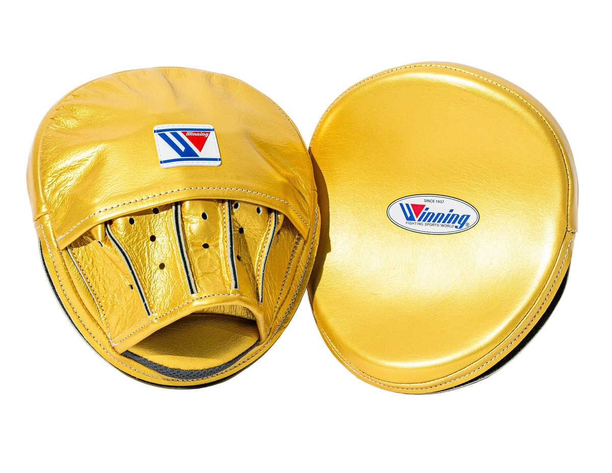 WINNING JAPAN BOXING OVAL CURVED PUNCH MITTS ROACH MITTS GOLD