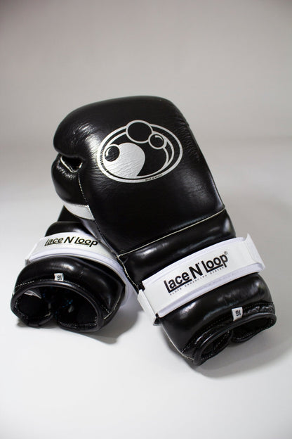 Super-White (black logo) Lace N Loop Straps (Pair)
