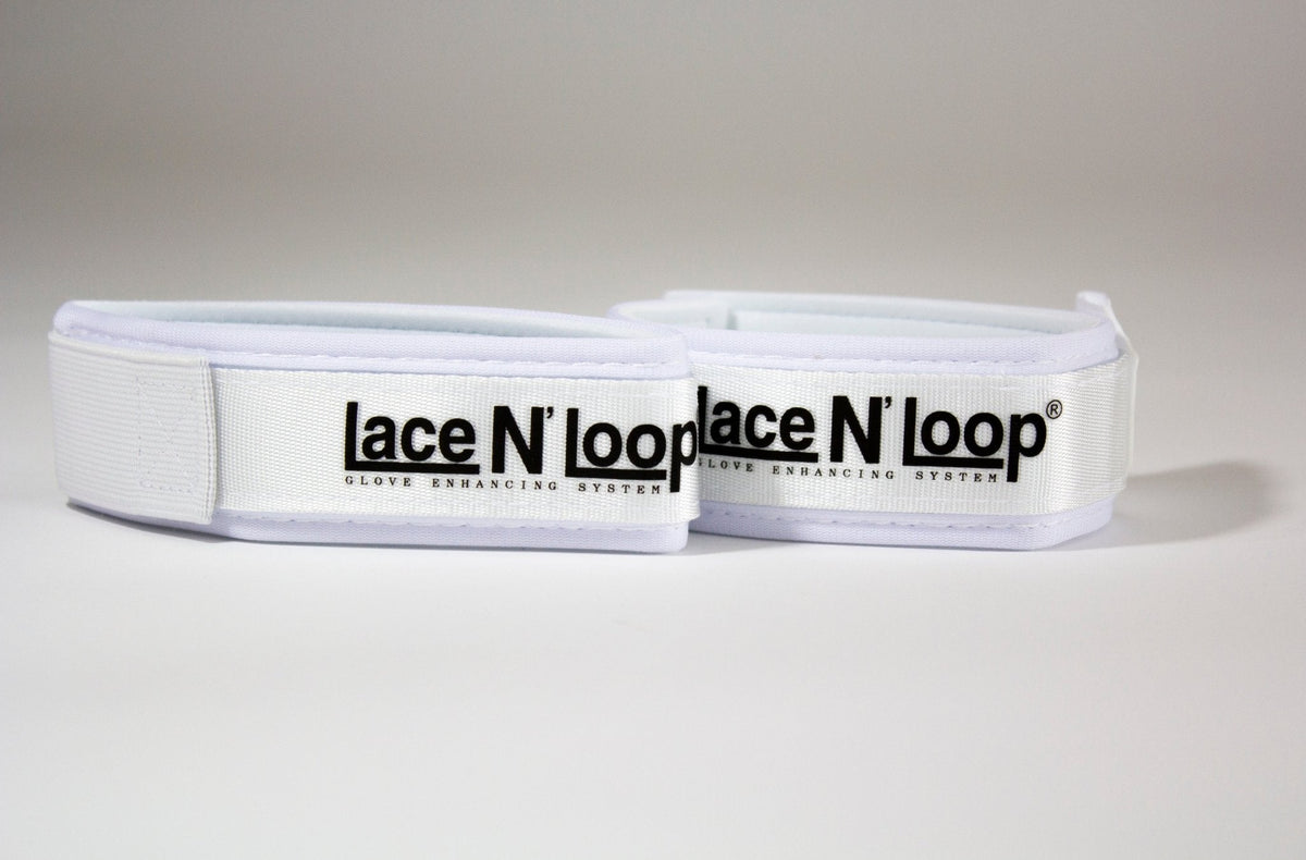 Super-White (black logo) Lace N Loop Straps (Pair)