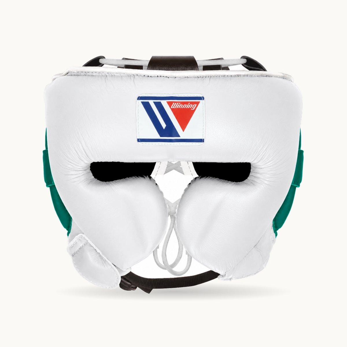 Winning Cheek Protector Headgear - White with Green Ears