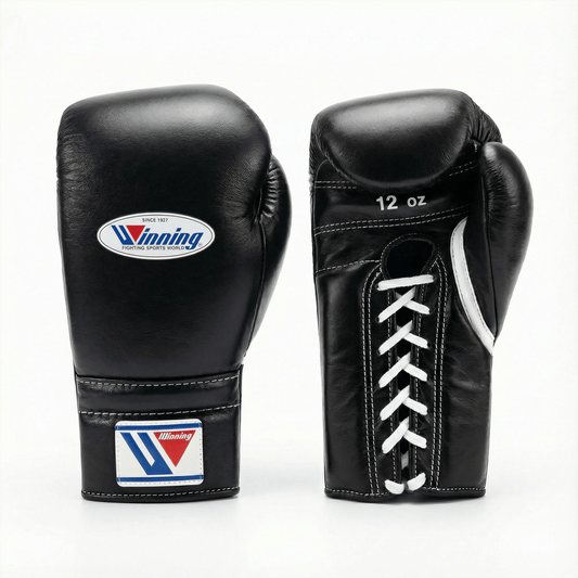 WINNING LACE-UP BOXING GLOVES - BLACK