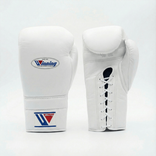 WINNING LACE-UP BOXING GLOVES - WHITE