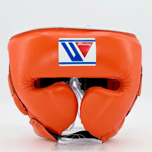 Winning Orange Set - Headgear, Groin Protector & 16oz Gloves